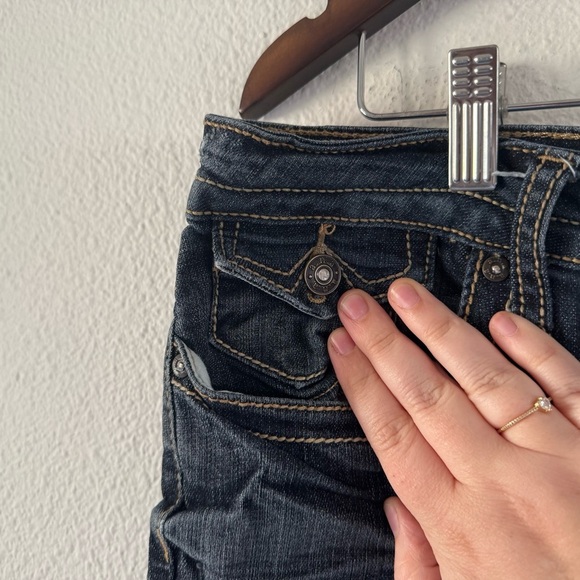 Blue Bootcut Jeans Distressed Look Plus Size 16 5-Pocket Styling Denim Everyday - Picture 4 of 11